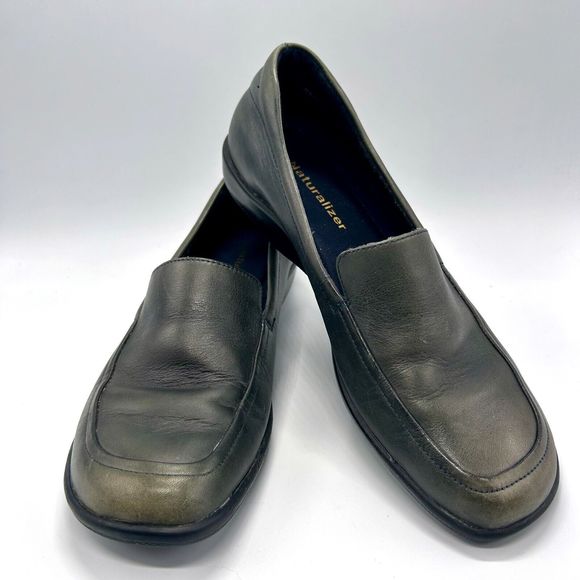 NATURALIZER Slip-On Leather Loafers-Comfort Walking Flats-Olive Green-Wo… - Picture 1 of 8